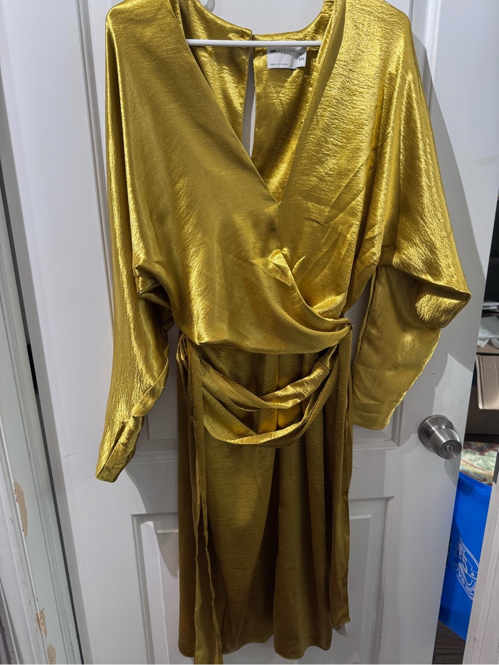 ASOS Metallic Gold Wrap Midi Dress